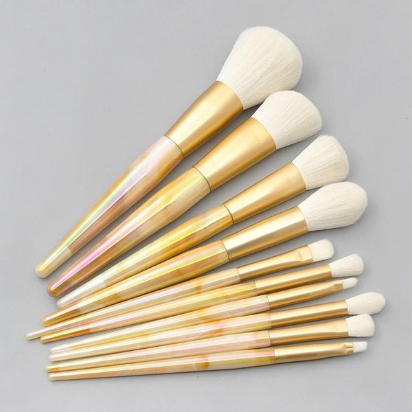 

makeup brushes 10 pcs/set soft hair marble yellow cosmetics tools kits eye shadow brush eyebrow blush foundation tool