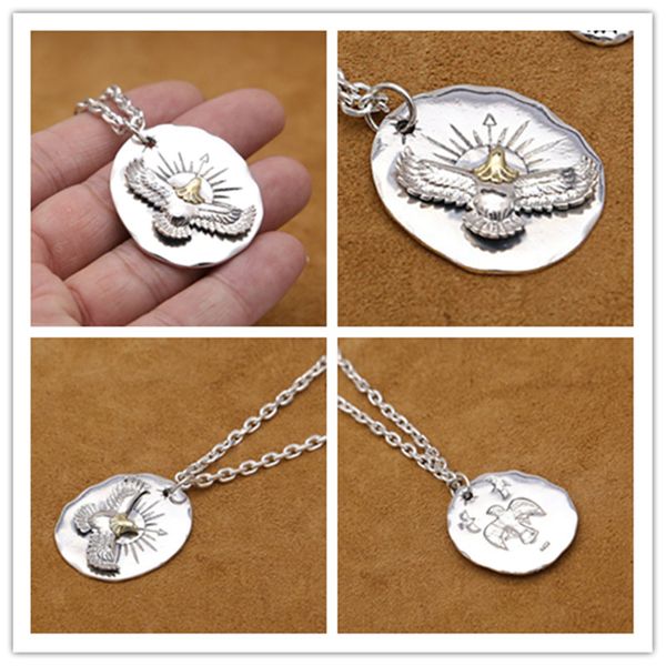 

925 sterling silver handmade eagle shape pendants 2-tone colors american vintage designer luxury jewelry antique silver necklace pendants