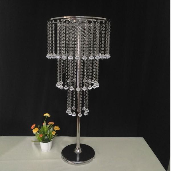 

party decoration 10pcs acrylic crystal wedding centerpiece gold silver metal flower ball holder vase stand candlestick