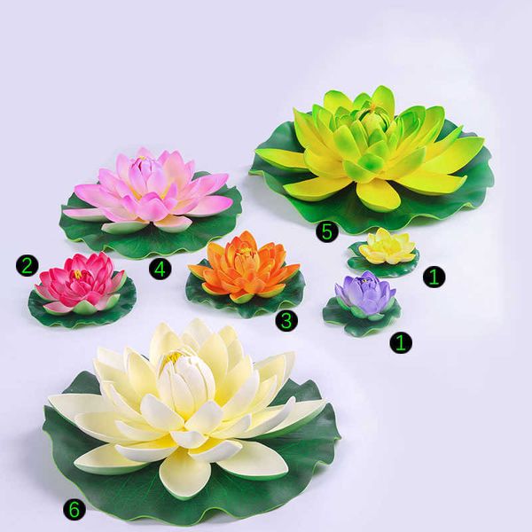 Multicolor Lotus Artificial Grama Aquário Peixes Tanque Aquático Simulação Planta Ornamento Decoração 8 Pcs Y0728