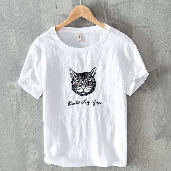 

2021 summer new casual short sleeve t-shirt brand fashion white t shirts for men round neck embroidery tshirt mens camiseta srww