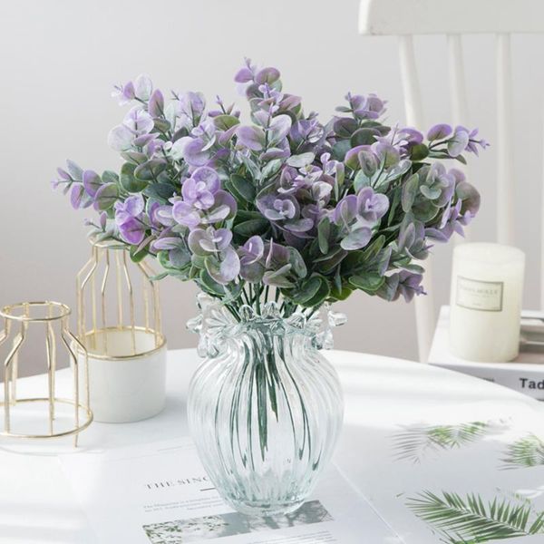 

decorative flowers & wreaths 5 forks artificial plants plastic eucalyptus leaves vase for home decor christmas garland accessories wedding g