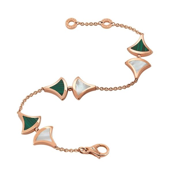 

b diva fan-shaped white fritillaria spelling malachite six-flower bracelet female luxurys designers jewelry, Black