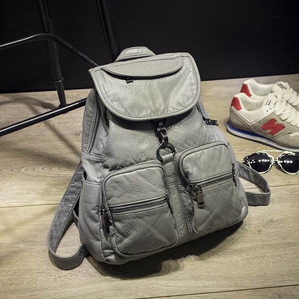 

soft washed leather backpack for girls waterproof vintage backpacks women large multifunctional cool bagpack womens