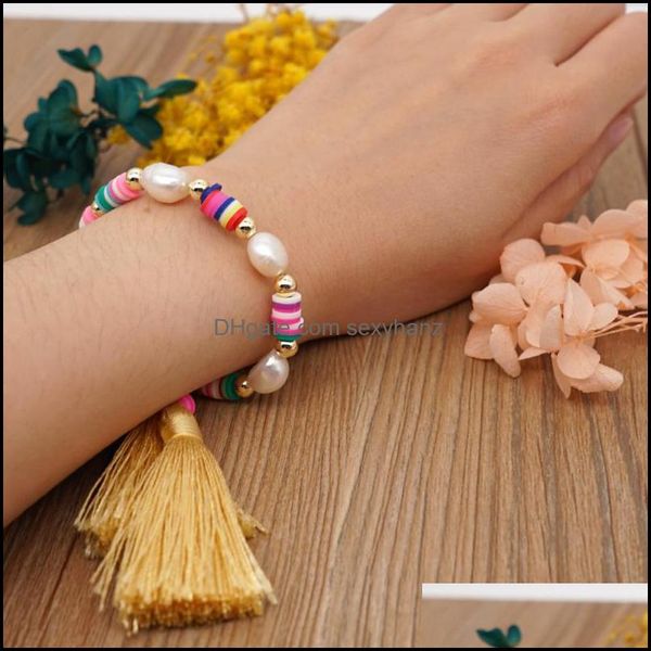 

beaded, strands bracelets jewelry bracelet for women polymer clay beads tassel summer beach freshwater baroque pearl drop delivery 2021 dcwk, Black