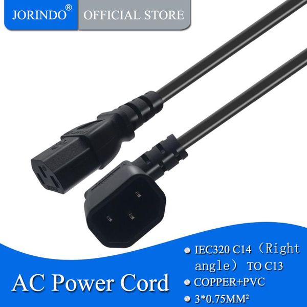 

smart power plugs jorindo 0.3m/1ft iec320 c13 to c14 right angle ac cord,c14 male female 3-srong adapter cable ,10a/250v