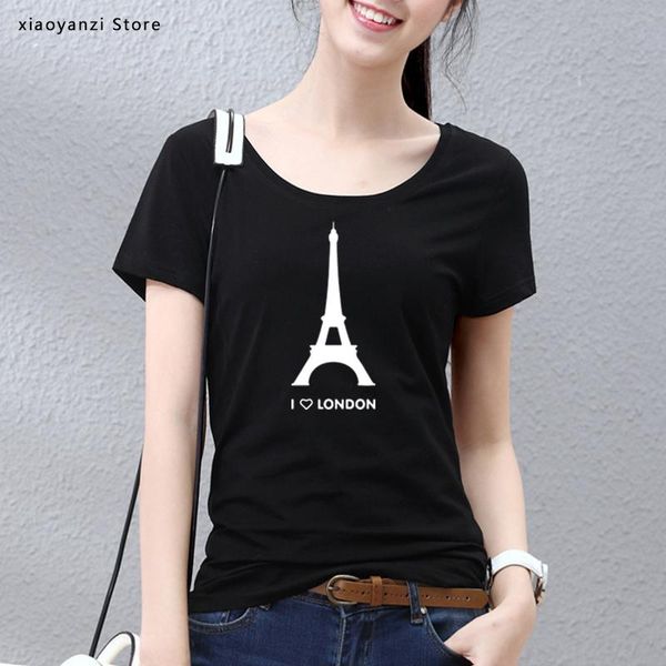 

women's t-shirt i love london women t shirt eiffel tower funny design fashion girls tshirt homme cotton soft hipster camiseta ou-79903, White