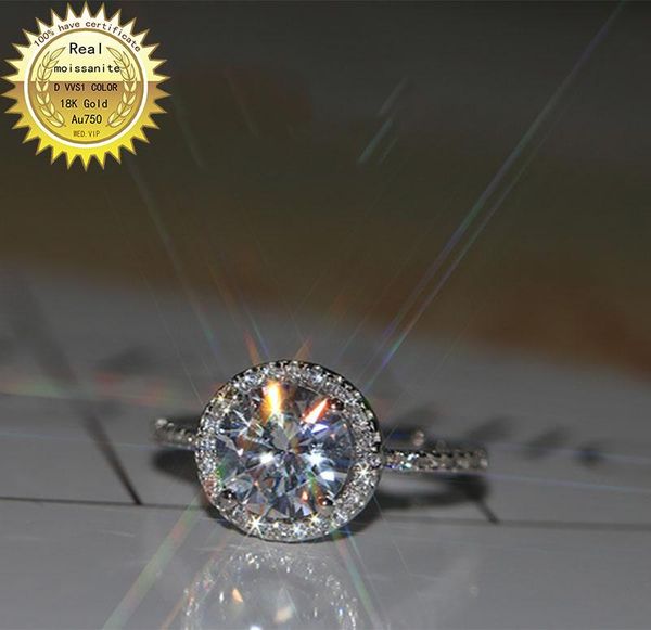 

cluster rings 100%18k goldr ring 2ct d vvs moissanite engagement&wedding jewellery with certificate 0017, Golden;silver