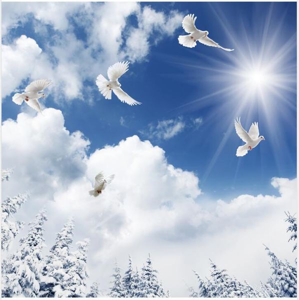 

wallpapers winter blue sky and white clouds ceiling mural living room bedroom background wallpaper 3d