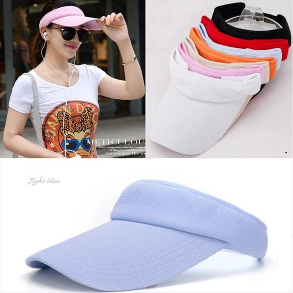 

sun female sunscreen summer outdoor sports ess tennis cap visor empty hat, Blue;gray