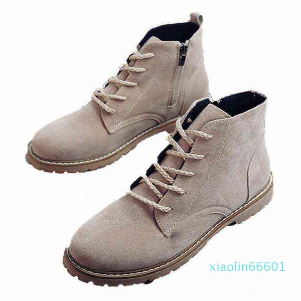 

women ankle boots fashion side zipper & lace up low heels ladies shoes round toe motorcrycle boots botines mujer for women, Black