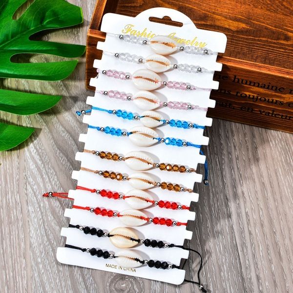 

shell bracelet set color crystal beads hand woven bracelet, Golden;silver