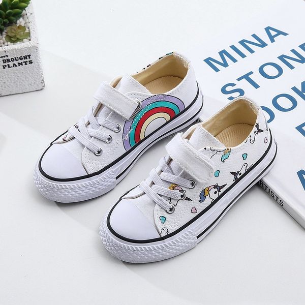 

swonco unicorn imprint girl hook loop spring white boy shoes vulcanize shoe zudw, Black