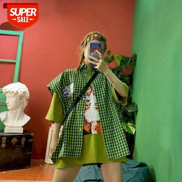 

vest women plaid jacket for summer embroidery hip hop korean style oversized clothes sleeveless young ins jackets #ao5u, White