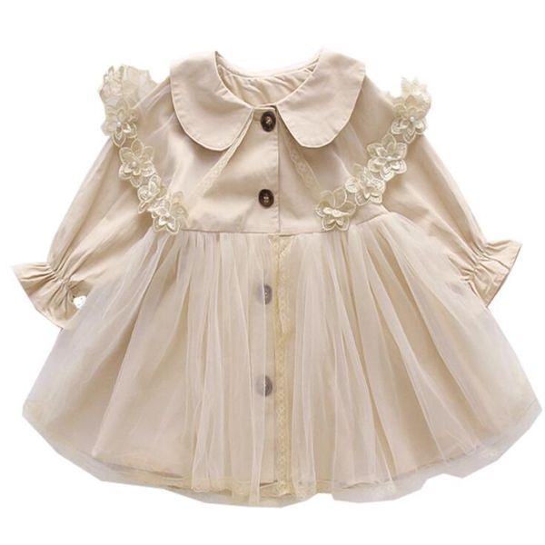 

coat retail 2021 baby kids korea lace mesh coat, princess fashion trench 1-6 t, Blue;gray