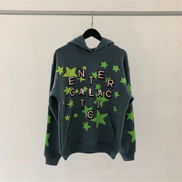 

2021 new kanye reflective plant flea market kid cudi enter galactic hoodie orescent green stars cpfm.xyz pullover wows, Black