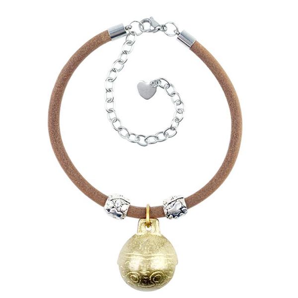 

dog collars & leashes cowhide collar leather stainless steel cat necklace copper bell handmade small medium puppy supplies accessories
