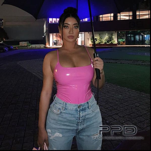 

new fashion elastic bright leather feeling y2k european and american style one piece camisole drop shipping good quality, White