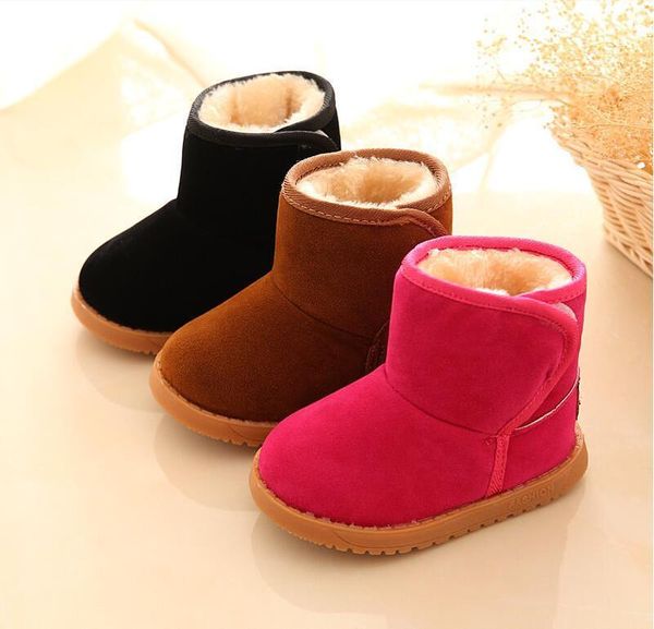 

boots 2021 kids boys girls snow shoes winter warm plush inside cow muscle sole child for baby, Black;grey