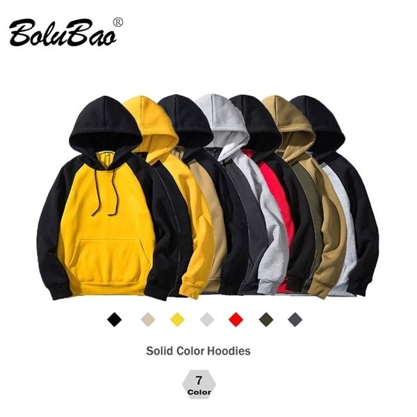 

bolubao brand streetwear patchwork hoodie men hip hop hooded solid slim fit casual hoody mens hoodies sweatshirts eu size 201127, Black