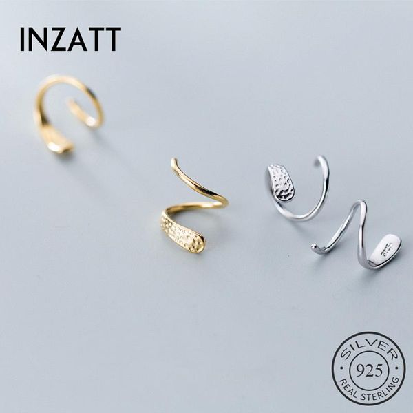 

hoop & huggie inzareal 925 sterling silver line spiral earrings for fashion women party punk fine jewelry minimalist accessories, Golden;silver