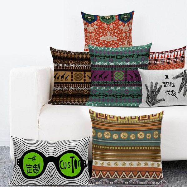 

pillow case cushion cover village plaid stripes throw 45cmx45cm square sofa and chair custom printing for room