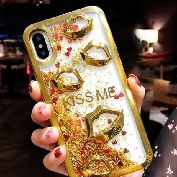 

luxury plating phone case fashion quicksand 3d lips kiss soft tpu capa for iphone 7 enqfz rj7ex