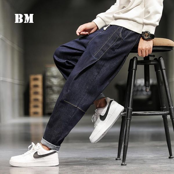

men's jeans chinese style casual stretch straight 2021 spring autumn plus size denim trousers men clothing streetwear harajuku pants, Blue