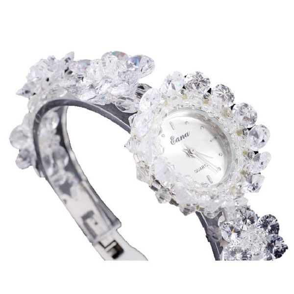 

wristwatches luxury women zircon quartz wristwatch for girls students bracelet wrist watches gifts jewelry, Slivery;brown