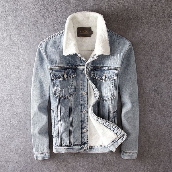 

2021 new newly designer winter men retro blue cotton thick coat hip hop denim warm jackets fashion chaqueta may8, Black;brown