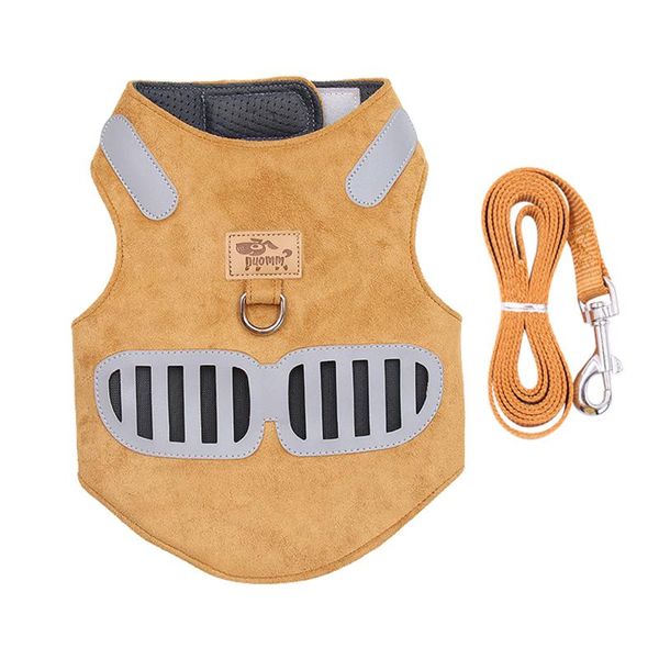

cat collars & leads reflective soft suede dog harness with walking lead leash breathable adjustable puppy kitten breast straps accessories