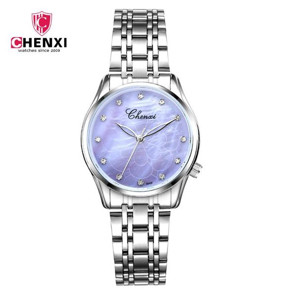 

wristwatches 304m chenxi brand fashion women quartz watch lady luxury wrist watches stainless steel clock female rhinestone quartz-watch, Slivery;brown