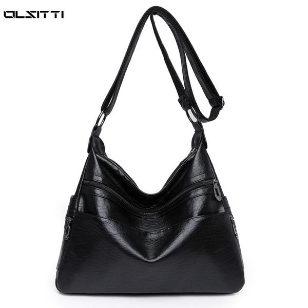 

evening bags large capacity shoulder for women 2021 casual tide solid color soft leather crossbody bag sac epaule