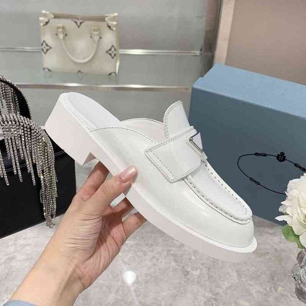 

slippers sandals 2021 summer p family triangle baotou slippers women's english muffin thick soled muller shoes zly zly, Black