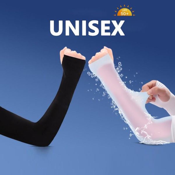 

elbow & knee pads ice fabric arm sleeves warmers sun uv protection running cycling sunscrees bands for women cool summer outdoor cover unise, Black;gray