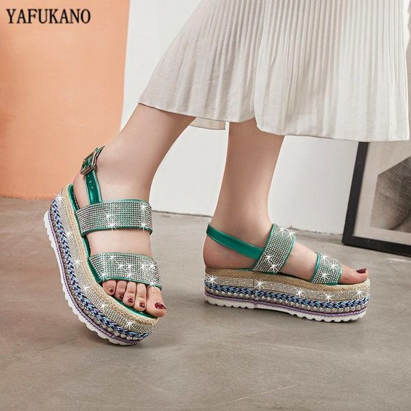 

platform shoes sandals women summer buckle flat beach bling footwear 2021 fashion shoes women for ladies buty damskie, Black