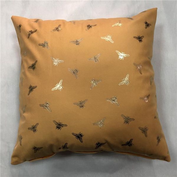 

shiny modern yellow super soft foil printing square decorative velvet throw cute lovely bee cushion case pillowcase