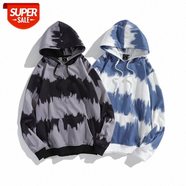 

european and american high street tide brand gradient tie-dye sweater male couple hip-hop loose casual all-match shirt blank #g94e, Black