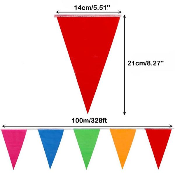 

party decoration pennant banner 100m/328ft multicolor nylon cloth flag pennants for celebrations shops decorations fabric triangle flags