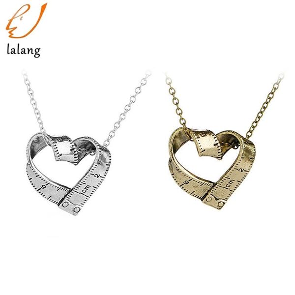 

pendant necklaces measure necklace twisted heart shaped ruler scale measuring tape for women men jewelry gift teacher student, Silver