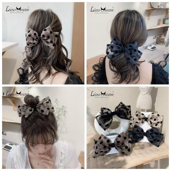 

hair accessories korean yarn wave dot hairpin back head sweet temperament clip fashion bow rope elegant headdress