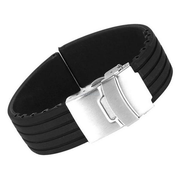 

watch bands 18-24mm waterproof silicone rubber chic wrist strap band deployment buckle 23ge, Black;brown
