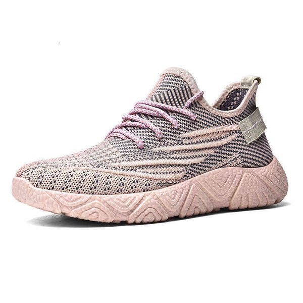 

2021 autumn women's shoes lace up fashion sports casual breathable flying weaving couple coconut men's, Black
