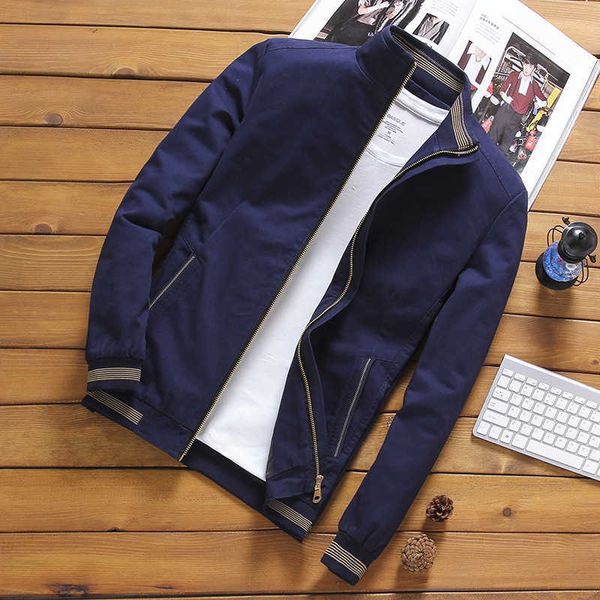 

100% cotton spring autumn men's bomber jackets casual male outwear windbreaker stand collar jacket mens baseball slim coats 211009, Black;brown