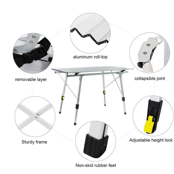 

retractable leg table with aluminum alloy for camping bbq & picnic