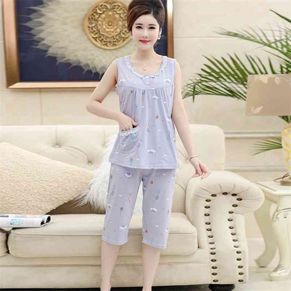 

plus size -4xl 100% cotton women pajama sets cut cartoon sleepwear vest casual tracksuit 2 pieces summer home lounge gift 210809, Black;red