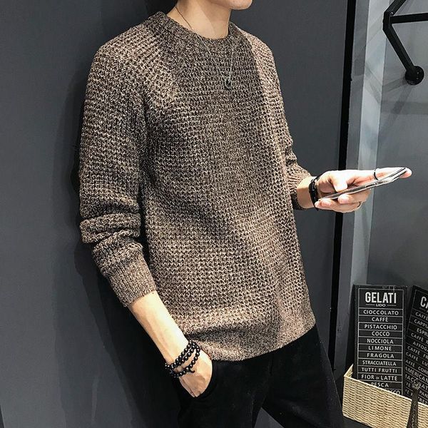 

men's sweaters 2021 spring autumn sweater o-neck long sleeve solid color casual slim fit knitted pullovers e145, White;black