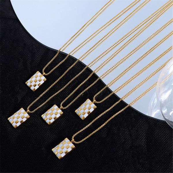 

chokers ins checkerboard necklace for women stainless steel mosaic grid choker necklaces collar chain goth jewelry bijoux gift, Golden;silver