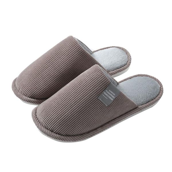 

slippers women corduroy winter home for men warm indoor slides soft light stripe cotton couple shoes, Black