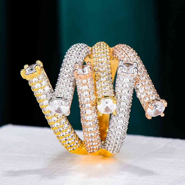 GODKI 2021 elegante anello di cristallo con strass grande donna anelli di fidanzamento da sposa di lusso vintage gioielli bohémien